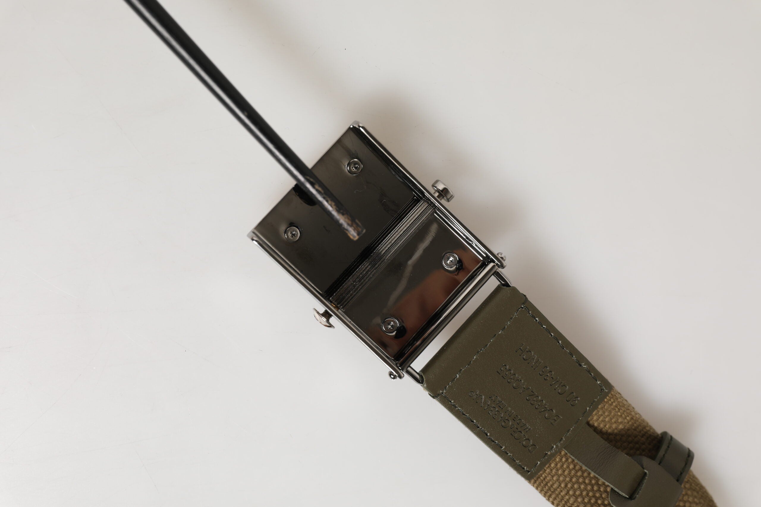 Military Green Nylon Logo Metal Buckle Belt