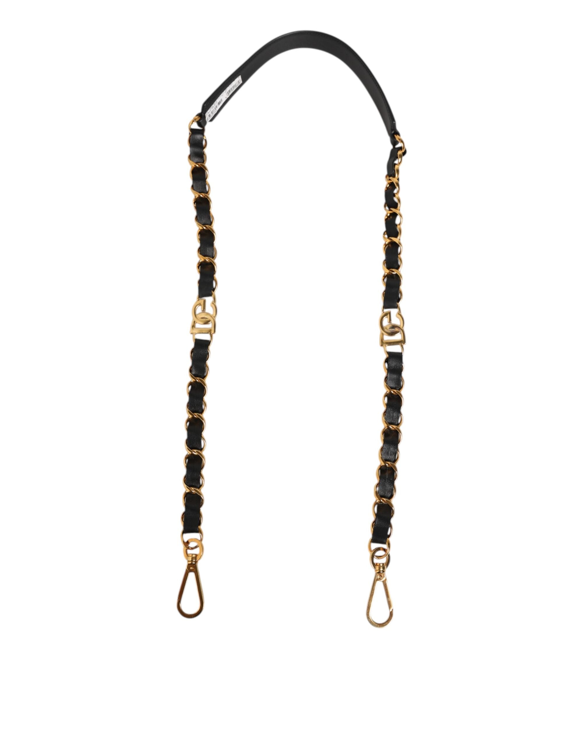Black Leather Gold Chain Bag Accessory Shoulder Strap