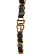 Black Leather Gold Chain Bag Accessory Shoulder Strap