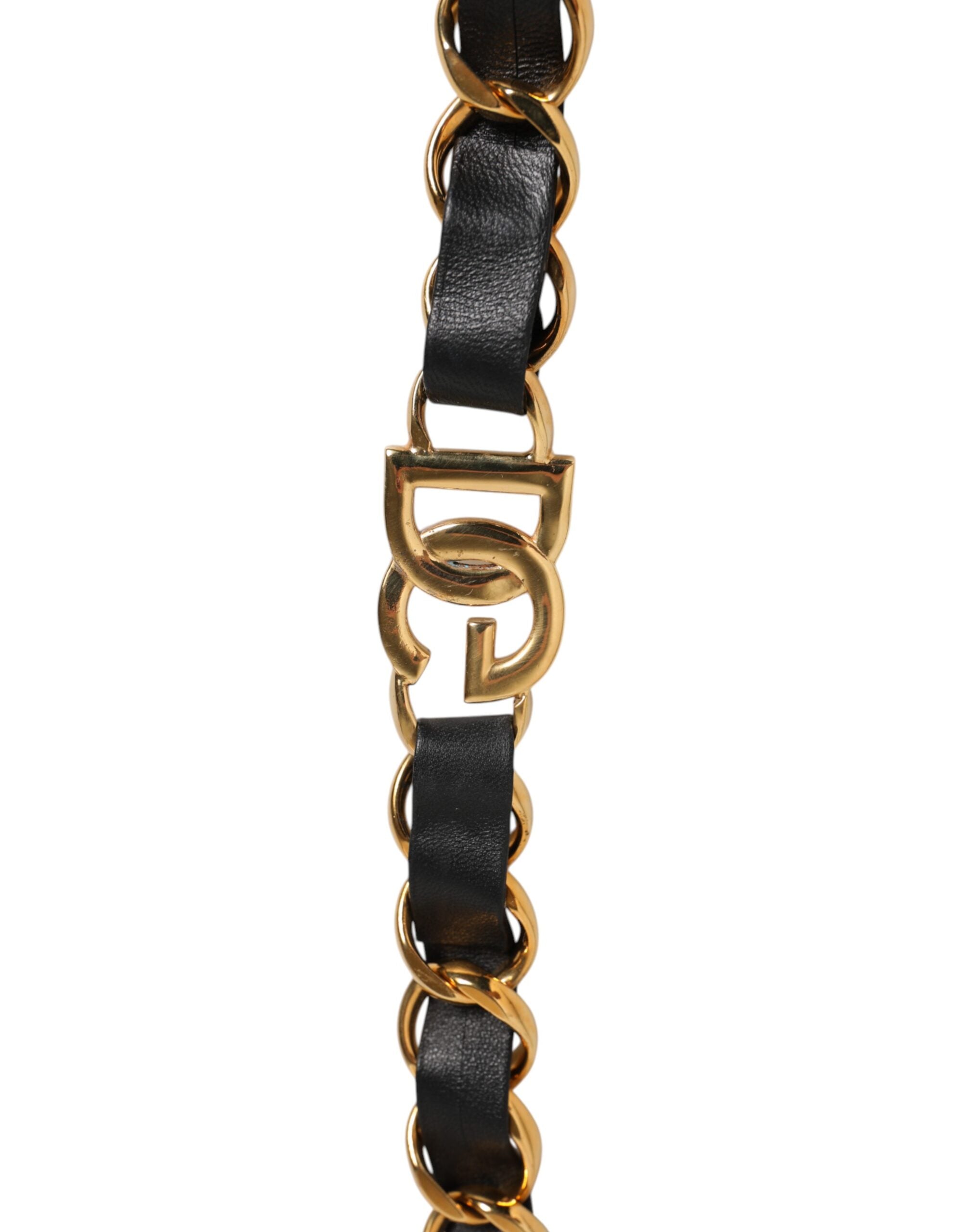 Black Leather Gold Chain Bag Accessory Shoulder Strap