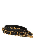 Black Leather Gold Chain Bag Accessory Shoulder Strap