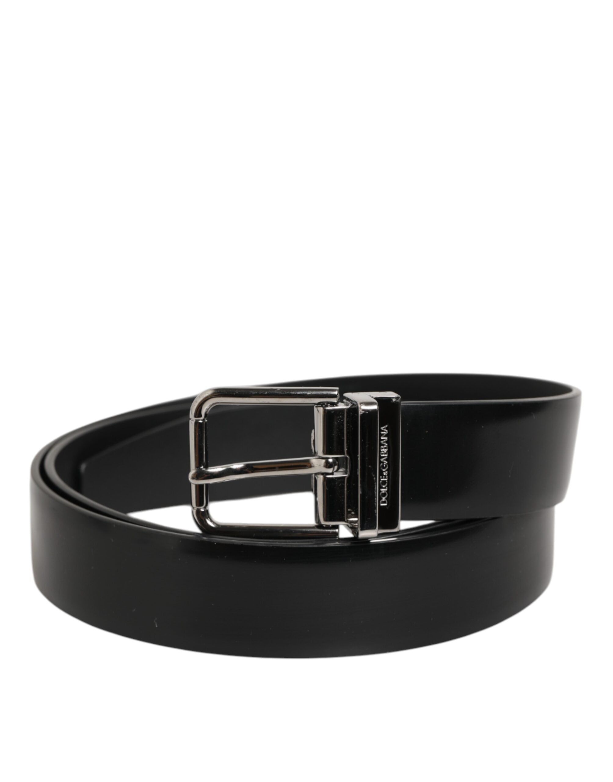 Black Leather Classic Metal Buckle Men Belt