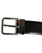Black Leather Classic Metal Buckle Men Belt