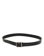Black Leather Classic Metal Buckle Men Belt