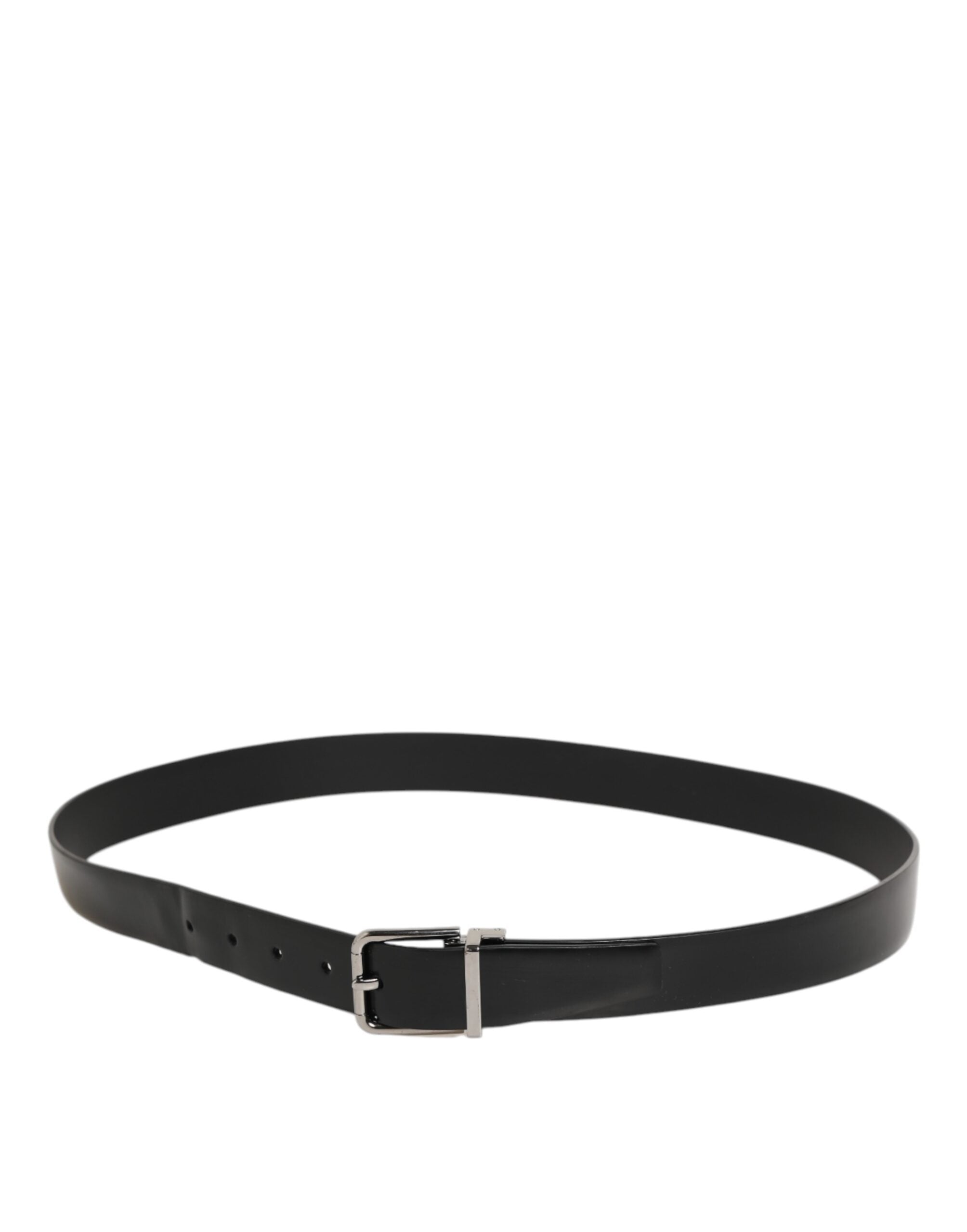 Black Leather Classic Metal Buckle Men Belt