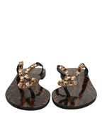 Black Crystals Flats Sandals Beachwear Shoes