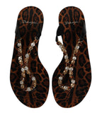 Black Crystals Flats Sandals Beachwear Shoes