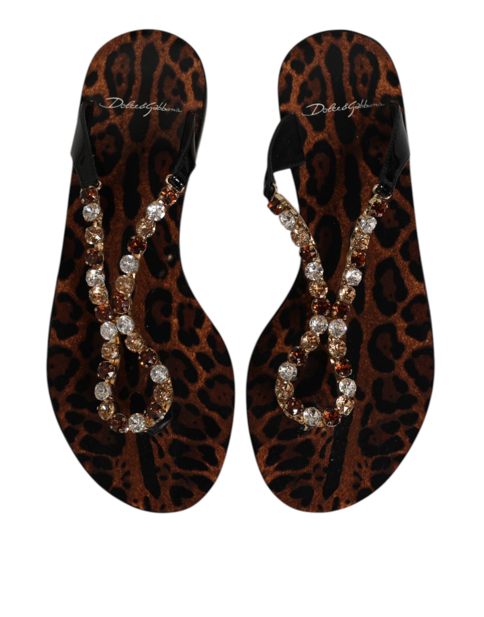 Black Crystals Flats Sandals Beachwear Shoes