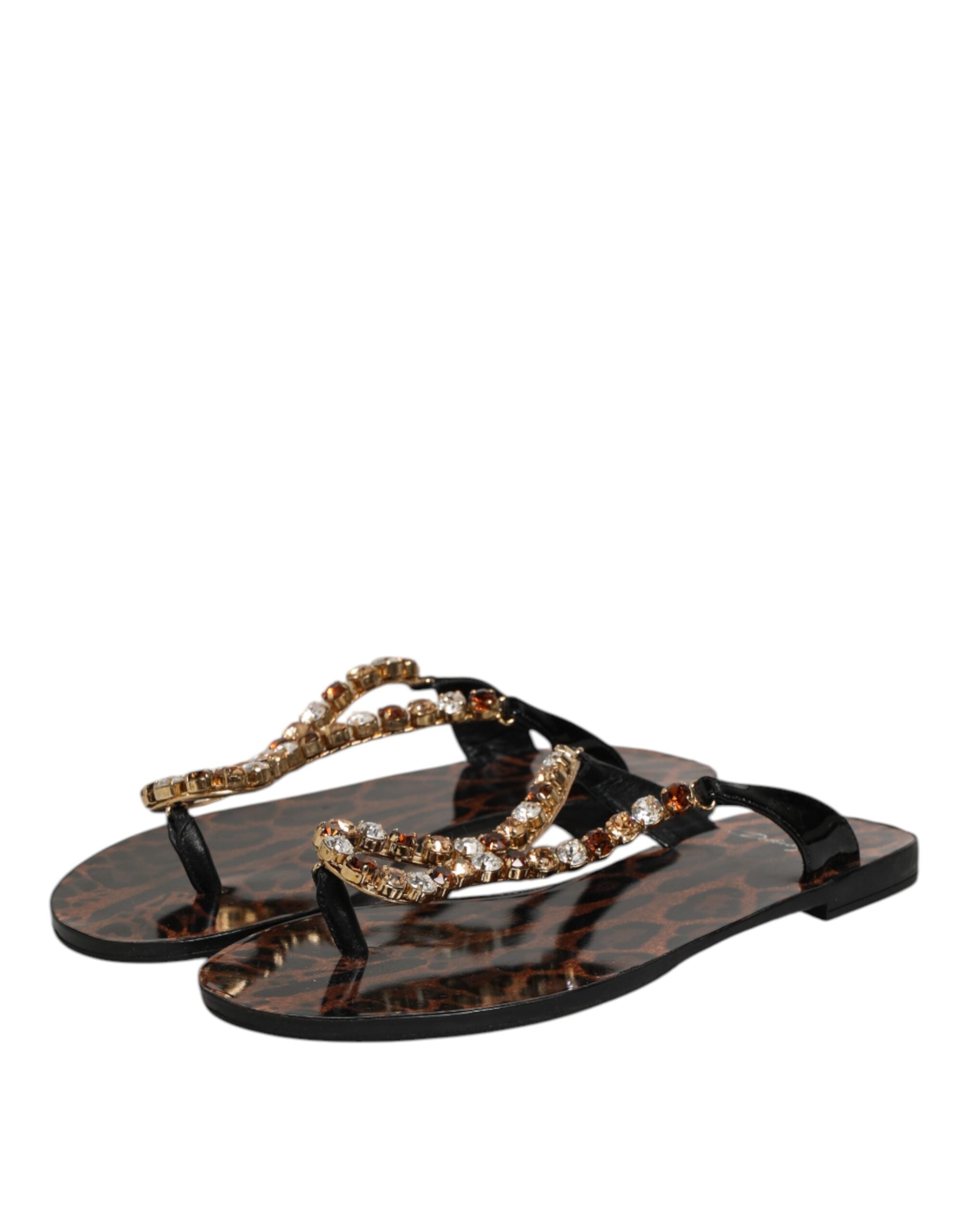 Black Crystals Flats Sandals Beachwear Shoes