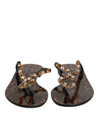 Black Crystals Flats Sandals Beachwear Shoes