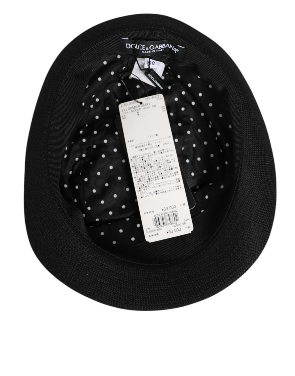 Black Cotton Polka Dot Lining Fedora Men Hat