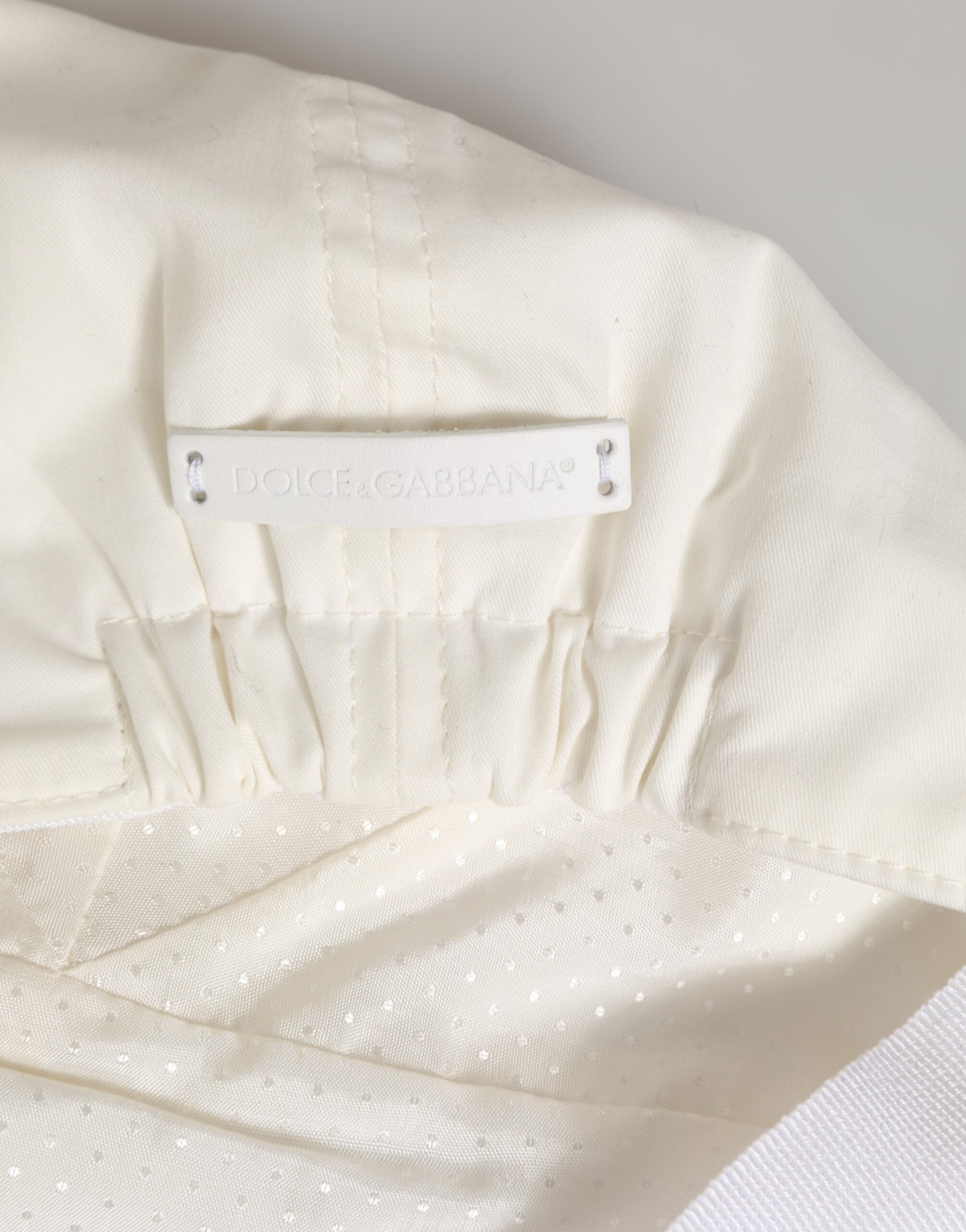 White Cotton Blend Leather Trim Flat Men Cap Hat