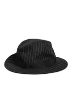 Black Striped Virgin Wool Men Fedora Capello Hat