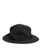 Black Striped Virgin Wool Men Fedora Capello Hat