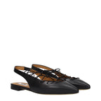 Black Leather Flats