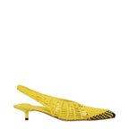Yellow Leather Flat Sandals