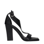 Black Leather Stiletto Heel Sandals