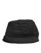Black Nylon Quilted Bucket Men Capello Hat