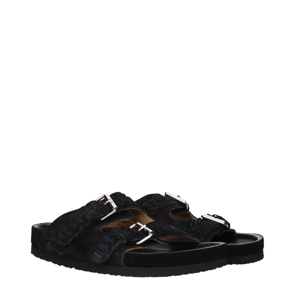 Black Leather Slippers