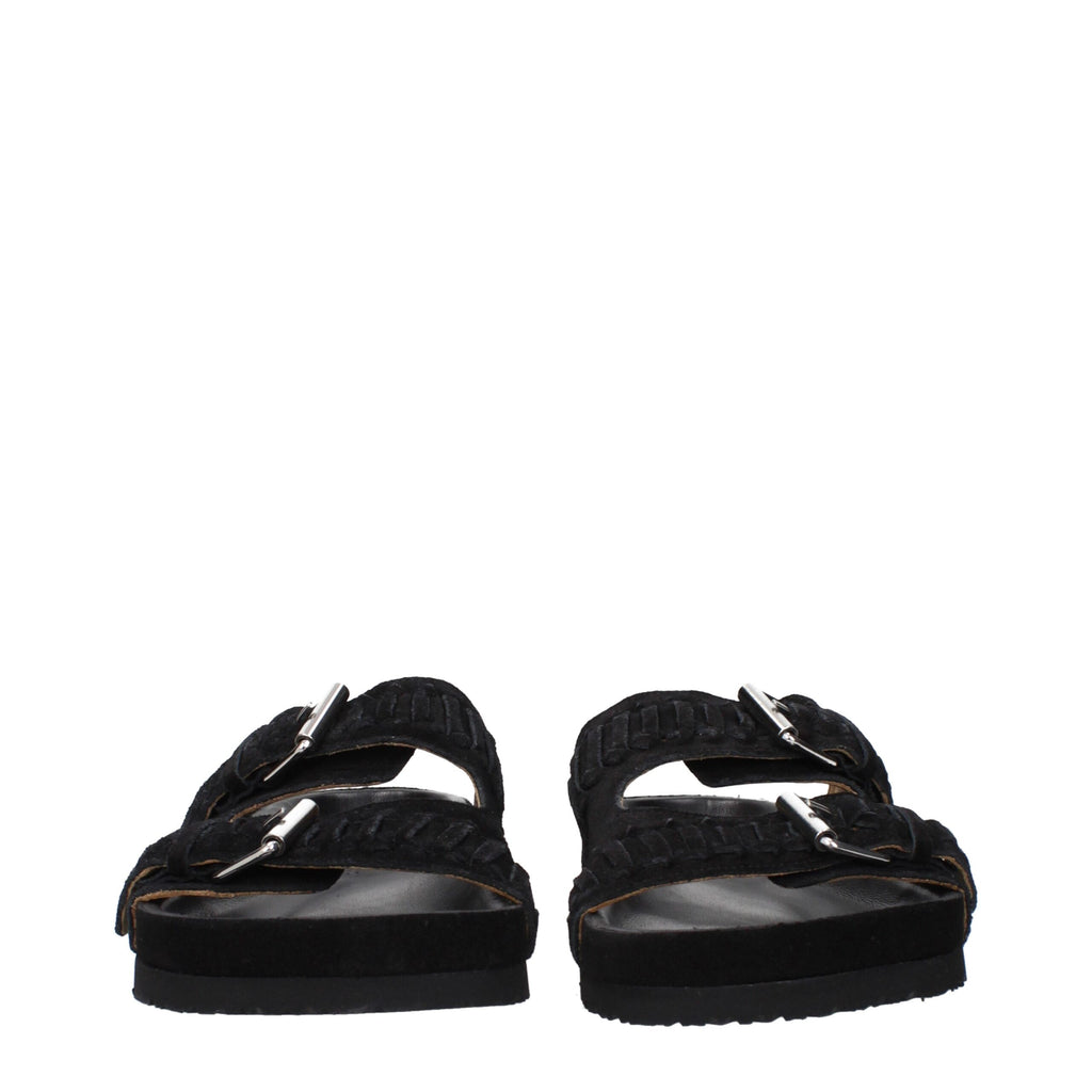 Black Leather Slippers