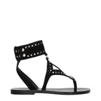 Black Leather Flip-Flop Sandals