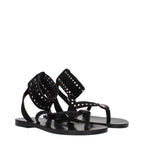 Black Leather Flip-Flop Sandals