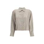 Beige Silk Pattern Shirt