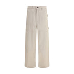 Beige Cotton Cargo Pants
