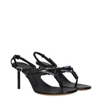 Black Leather Flip-Flop Sandals