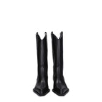 Black Leather High Heel Boots