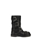 Black Calf Leather Bos Taurus Lace-Up Boots