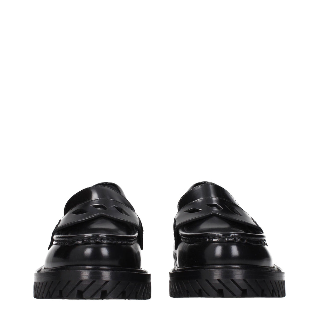 Black Leather Slip-On Loafers
