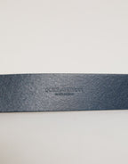 Blue Leather Classic Metal Logo Buckle Belt