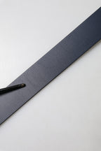 Blue Leather Classic Metal Logo Buckle Belt