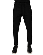 Black Wool Skinny Jogger Men Trouser Pants