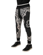 Black Cotton Bandana Jogger Sweatpants Pants