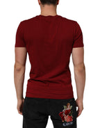 Maroon Cotton Crew Neck Short Sleeves T-Shirt