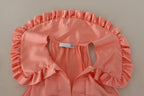 Pink Silk Stretch Sleeveless Collared Top Blouse