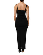 Black Flower Applqies Bodycon Sheath Dress