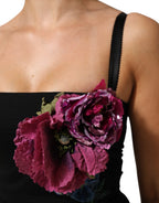 Black Flower Applqies Bodycon Sheath Dress