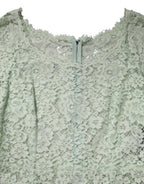 Mint Green Floral Lace Trim Midi Dress