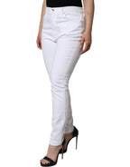 White AUDREY Cotton Logo Skinny Denim Jeans