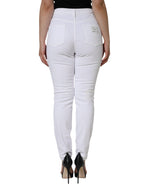 White AUDREY Cotton Logo Skinny Denim Jeans