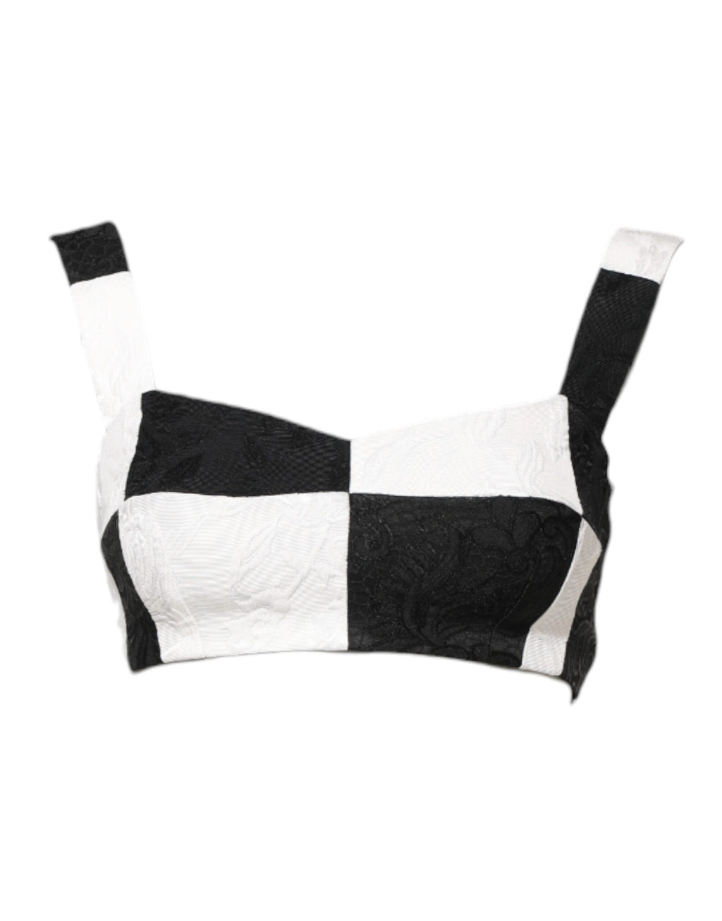 Black White Cropped Bustier Corset Bra Top