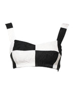 Black White Cropped Bustier Corset Bra Top