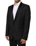 Black Wool GOLD 1 Button Suit Coat Blazer