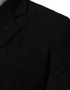 Black Wool Double Breasted Men Jacket Blazer