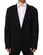 Black Viscose 2 Buttons Suit Jacket Blazer