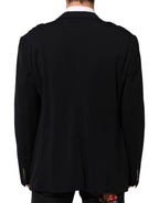 Black Viscose 2 Buttons Suit Jacket Blazer