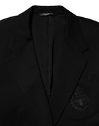 Black Viscose 2 Buttons Suit Jacket Blazer